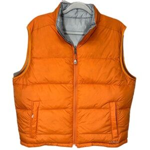 LL Bean Goose Down Reversible Puffer Vest Orange & Grey Men’s Size Medium